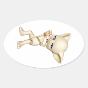 Dansende Cat Oval Stickers