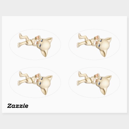 Dansende Cat Oval Stickers (Vel)