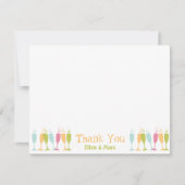 Dansende champagne-glazen kleur hartelijk dank bedankkaart (Voorkant)