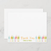 Dansende champagne-glazen kleur hartelijk dank bedankkaart (Voorkant / Achterkant)