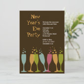 Dansende champagneglazen kleurrijke feestdagen kaart (Staand voorkant)