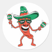 Dansende Chili Pepper Ronde Sticker (Voorkant)