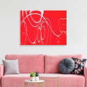 Dansende cirkels in rode en witte canvasafdruk canvas afdruk (Insitu (Woonkamer))