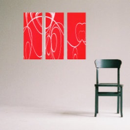 Dansende cirkels in rode en witte canvasafdruk canvas afdruk