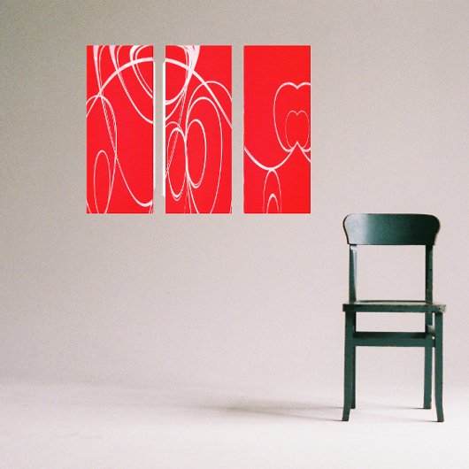 Dansende cirkels in rode en witte canvasafdruk canvas afdruk