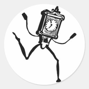 Dansende Clock Cartoon Fantasy Whimsical minimaal Ronde Sticker