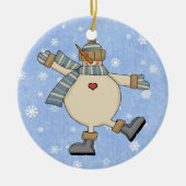 Dansende Country Sneeuwman Keramisch Ornament (Voorkant)