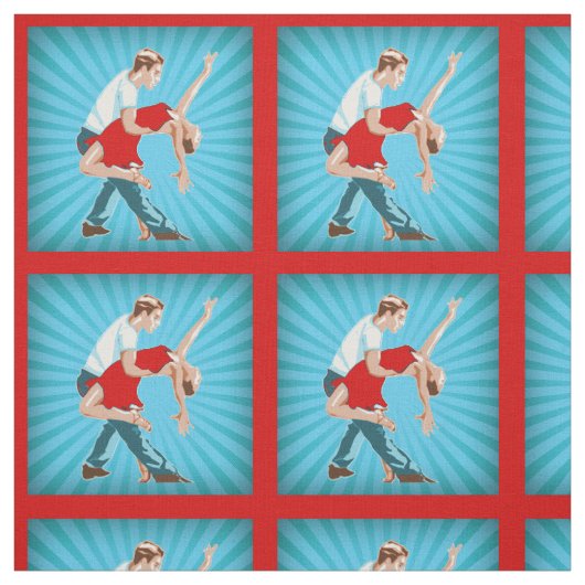 Dansende Couple Latijn Salsa Disco Dance Stof (Swatch)