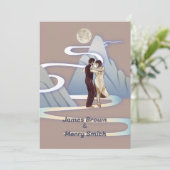 Dansende Couple Mountain Moon Road Intimate Weddin Kaart (Staand voorkant)