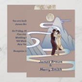 Dansende Couple Mountain Moon Road Intimate Weddin Kaart (Voorkant / Achterkant)