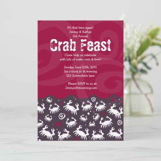 Dansende CRAB FEST FEAST Dinner Party nodiging Kaart (Staand voorkant)