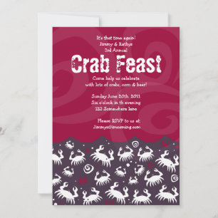 Dansende CRAB FEST FEAST Dinner Party nodiging Kaart