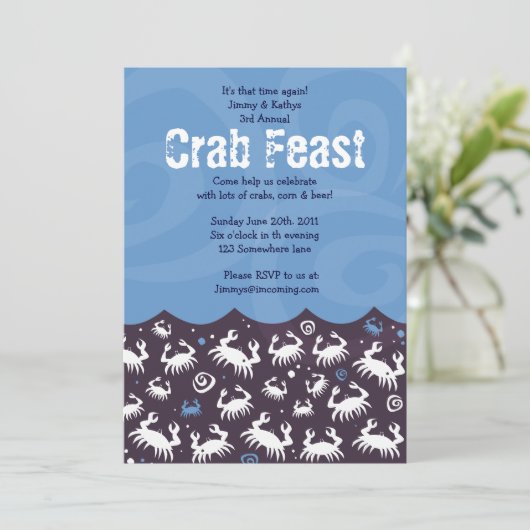 Dansende CRAB FEST FEAST Dinner Party nodiging Kaart (Staand voorkant)