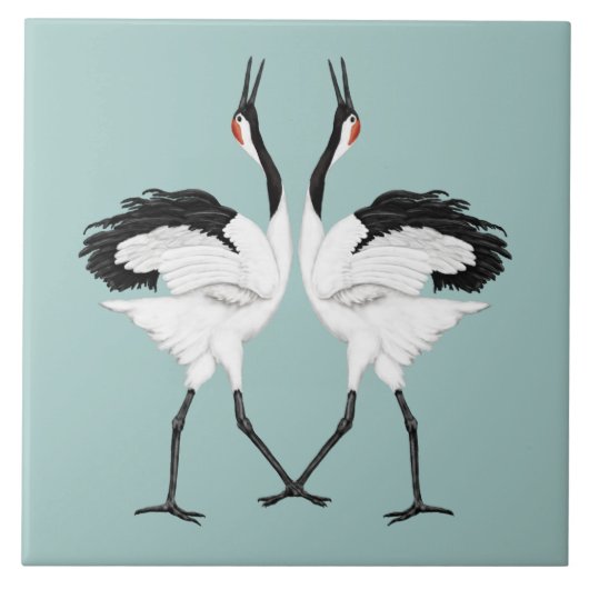 Dansende Cranes Tegel Tegeltje (Voorkant)