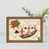 Dansende Crawfish Pilgrims Cajun Happy Thanksgivin Kaart (Staand voorkant)