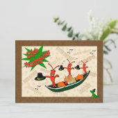 Dansende Crawfish Pilgrims Cajun Thanksgiving Kaart (Staand voorkant)