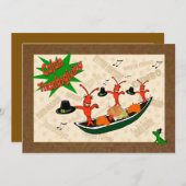 Dansende Crawfish Pilgrims Cajun Thanksgiving Kaart (Voorkant / Achterkant)