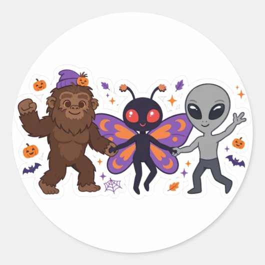 Dansende Cryptiden — Mooie Halloween Sticker Set (Voorkant)