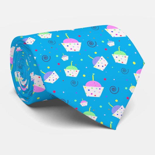 Dansende cupcakes - blauw stropdas (Opgerold)