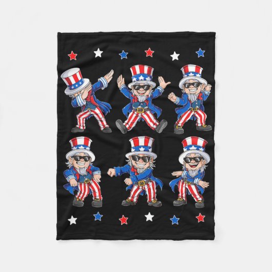 Dansende dabbing oom Sam 4 juli jongens meisjes K Fleece Deken (Voorkant)