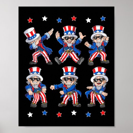 Dansende dabbing oom Sam 4 juli jongens meisjes K Poster (Voorkant)