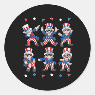 Dansende dabbing oom Sam 4 juli jongens meisjes K Ronde Sticker