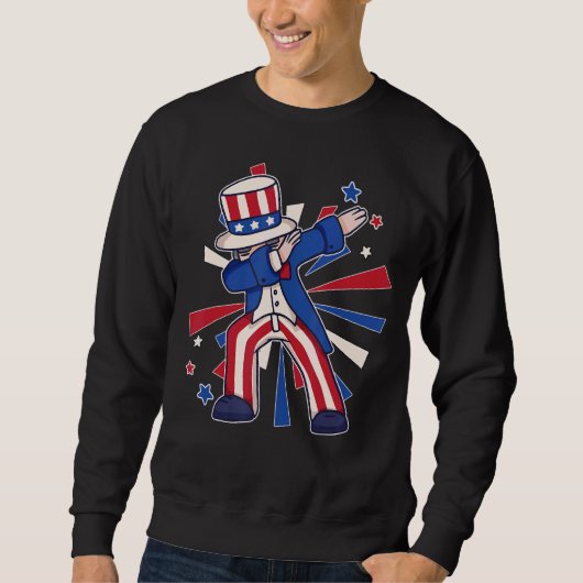 Dansende Dabbing Uncle Sam Dance 4th van juli Patr Trui (Voorkant)