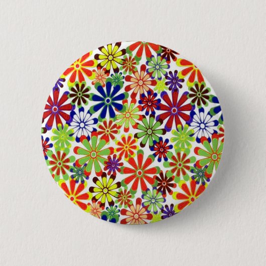 Dansende Daisies Retro Design Ronde Button 5,7 Cm (Voorkant)