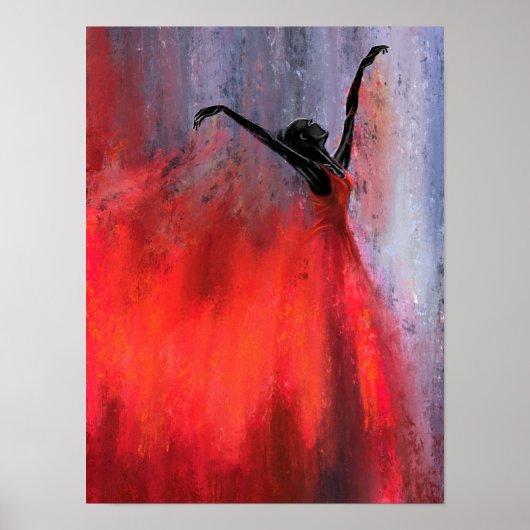 Dansende Dame in het Rood - Abstract Origineel Sch Poster (Voorkant)