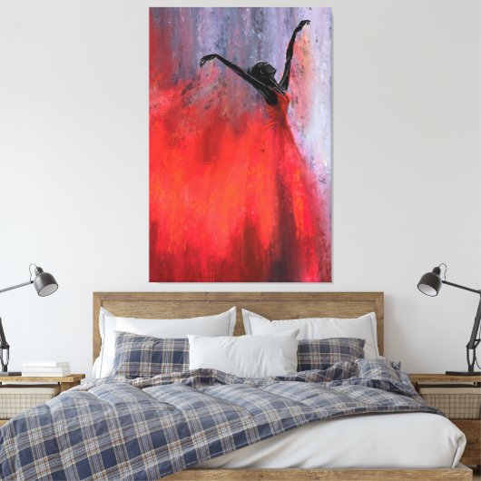 Dansende Dame in het Rood - Abstracte originele sc Canvas Afdruk (Insitu (Slaapkamer))