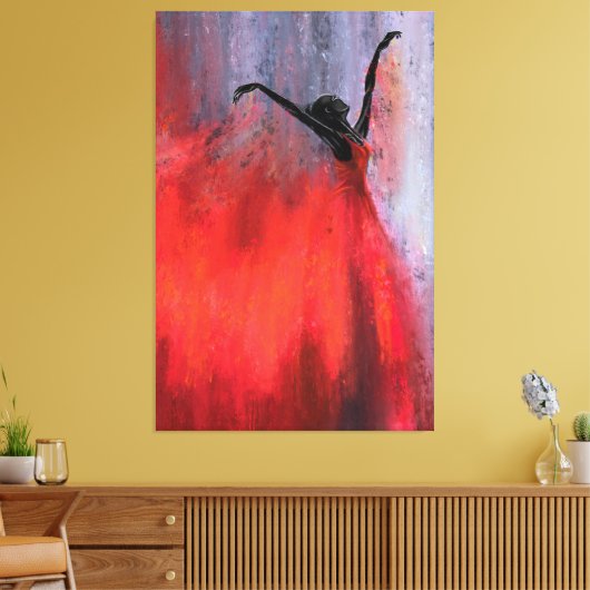 Dansende Dame in het Rood - Abstracte originele sc Canvas Afdruk (Insitu (Woonkamer))