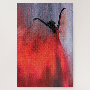 Dansende Dame in het Rood - Abstracte originele sc Legpuzzel