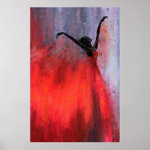 Dansende Dame in het Rood - Abstracte originele sc Poster