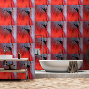 Dansende dame in het rood behang