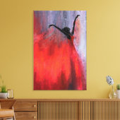 Dansende dame in rode canvasprint canvas afdruk (Insitu (Woonkamer))