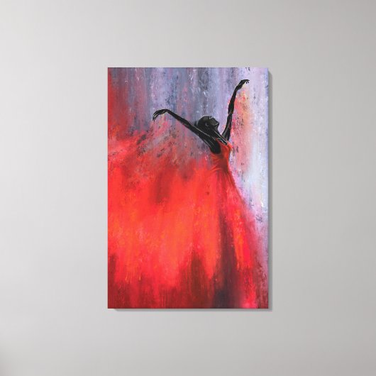 Dansende dame in rode canvasprint canvas afdruk (Voorkant)