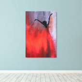 Dansende dame in rode canvasprint canvas afdruk (Insitu (Houten vloer))