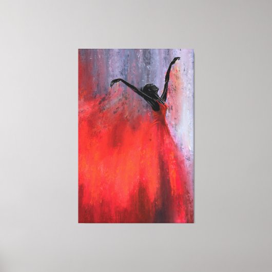 Dansende dame in rode canvasprint canvas afdruk (Voorkant)