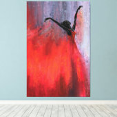 Dansende dame in rode canvasprint canvas afdruk (Insitu (Houten vloer))