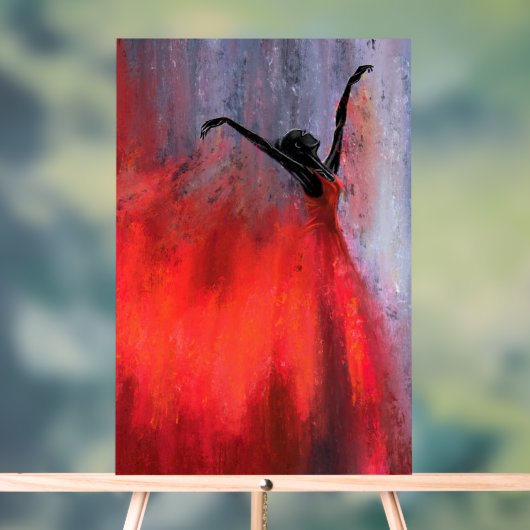 Dansende dame in rood acryl teken acryl bord (Neutraal)