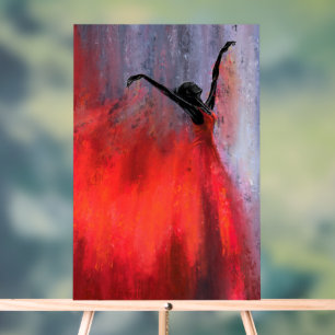 Dansende dame in rood acryl teken bord