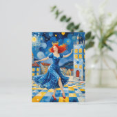 Dansende dame met rood haar briefkaart (Staand voorkant)