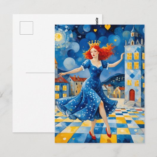 Dansende dame met rood haar briefkaart (Voorkant / Achterkant)