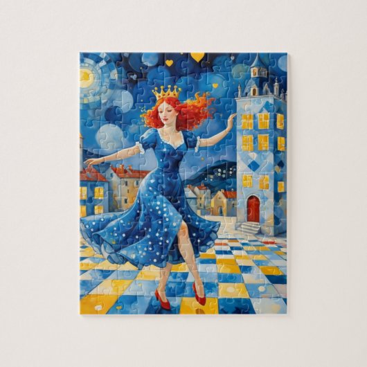 Dansende dame met rood haar legpuzzel (Verticaal)