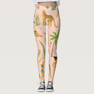 Dansende dames, luipaarden patroon. leggings