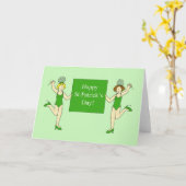 Dansende dames op St. Patrick's Day Kaart (Gele Bloem)