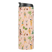 Dansende dames, palmbladeren patroon. thermosbeker (Geroteerd rechts)