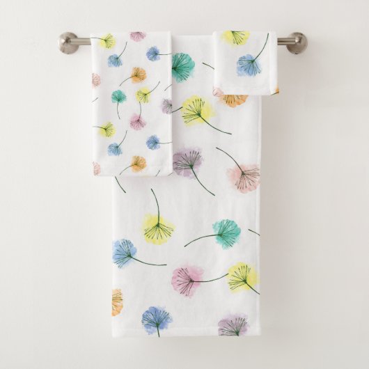 Dansende Dandelions | Waterverf Floral Pattern Bad Handdoek (Insitu)