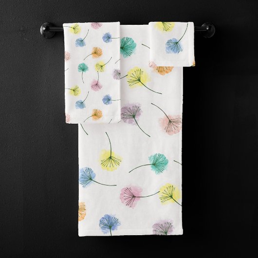 Dansende Dandelions | Waterverf Floral Pattern Bad Handdoek