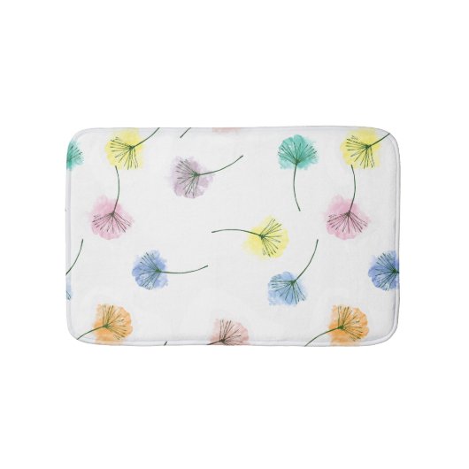 Dansende Dandelions | Waterverf Floral Pattern Badmat (Voorkant)